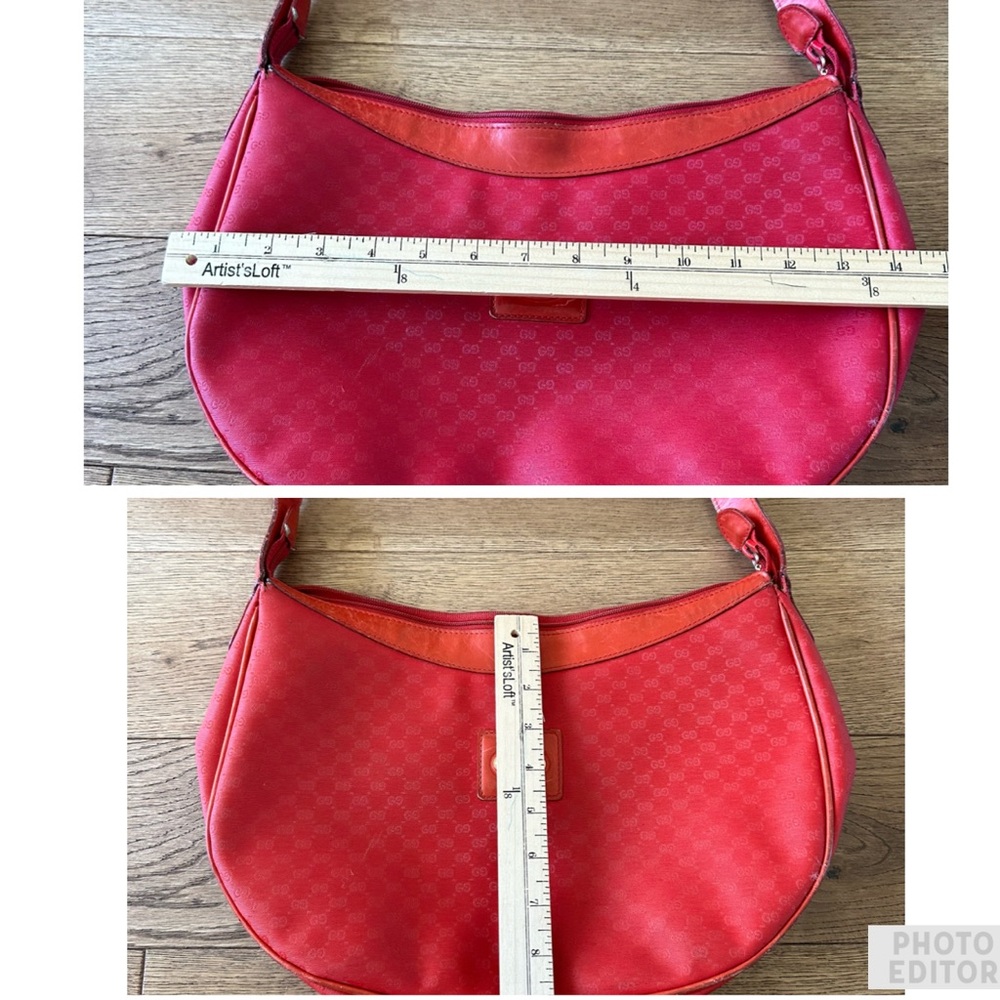 VINTAGE GUCCI Red Shoulder Bag GG Monogram See Pics For Condition - Picture 14 of 15